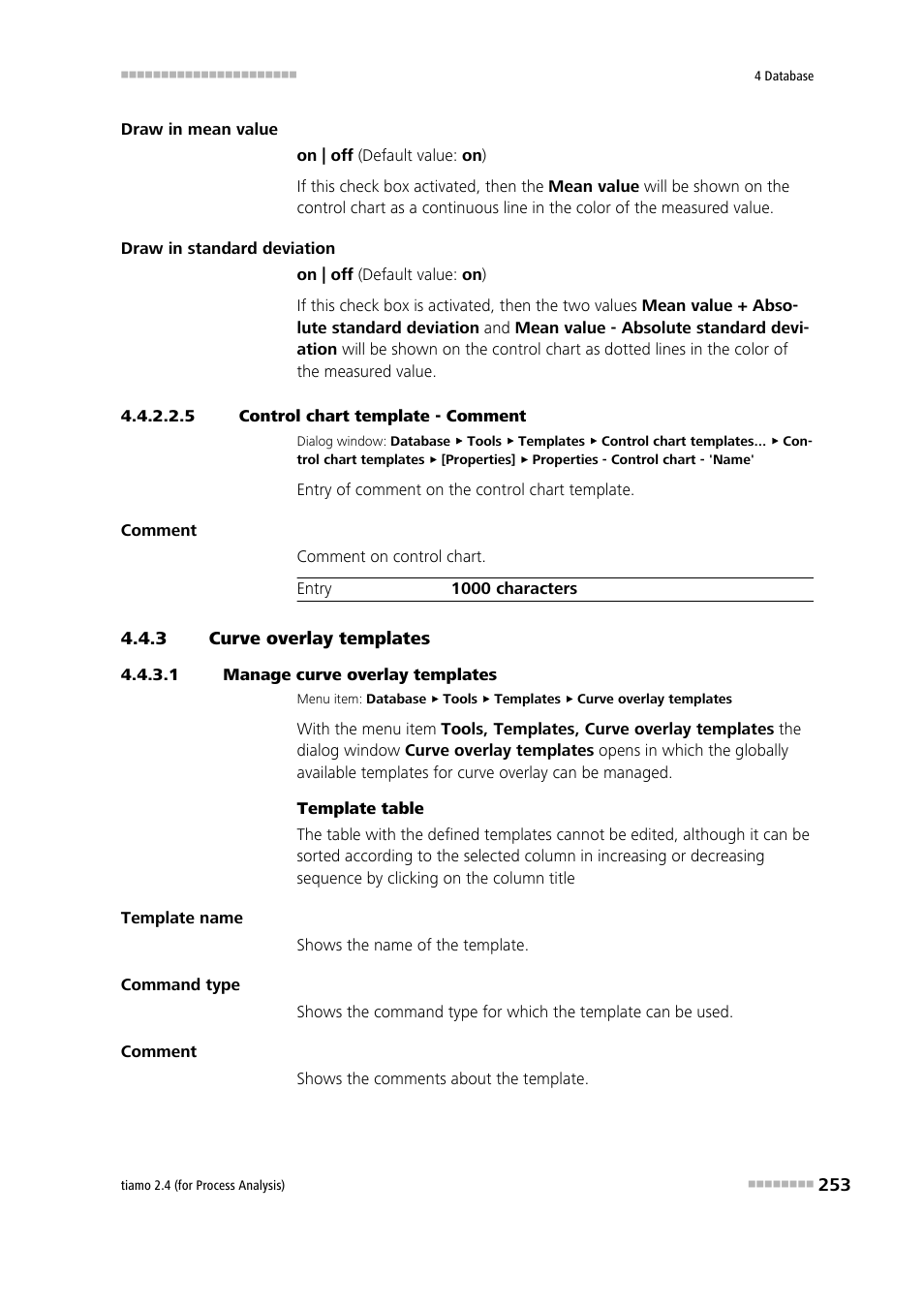 5 control chart template - comment, 3 curve overlay templates, 1 manage curve overlay templates | Curve overlay templates, Edit curve overlay templates, Comment | Metrohm tiamo 2.4 (process analysis) User Manual | Page 269 / 1809