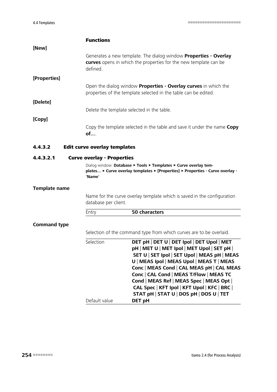2 edit curve overlay templates, 1 curve overlay - properties | Metrohm tiamo 2.4 (process analysis) User Manual | Page 270 / 1809