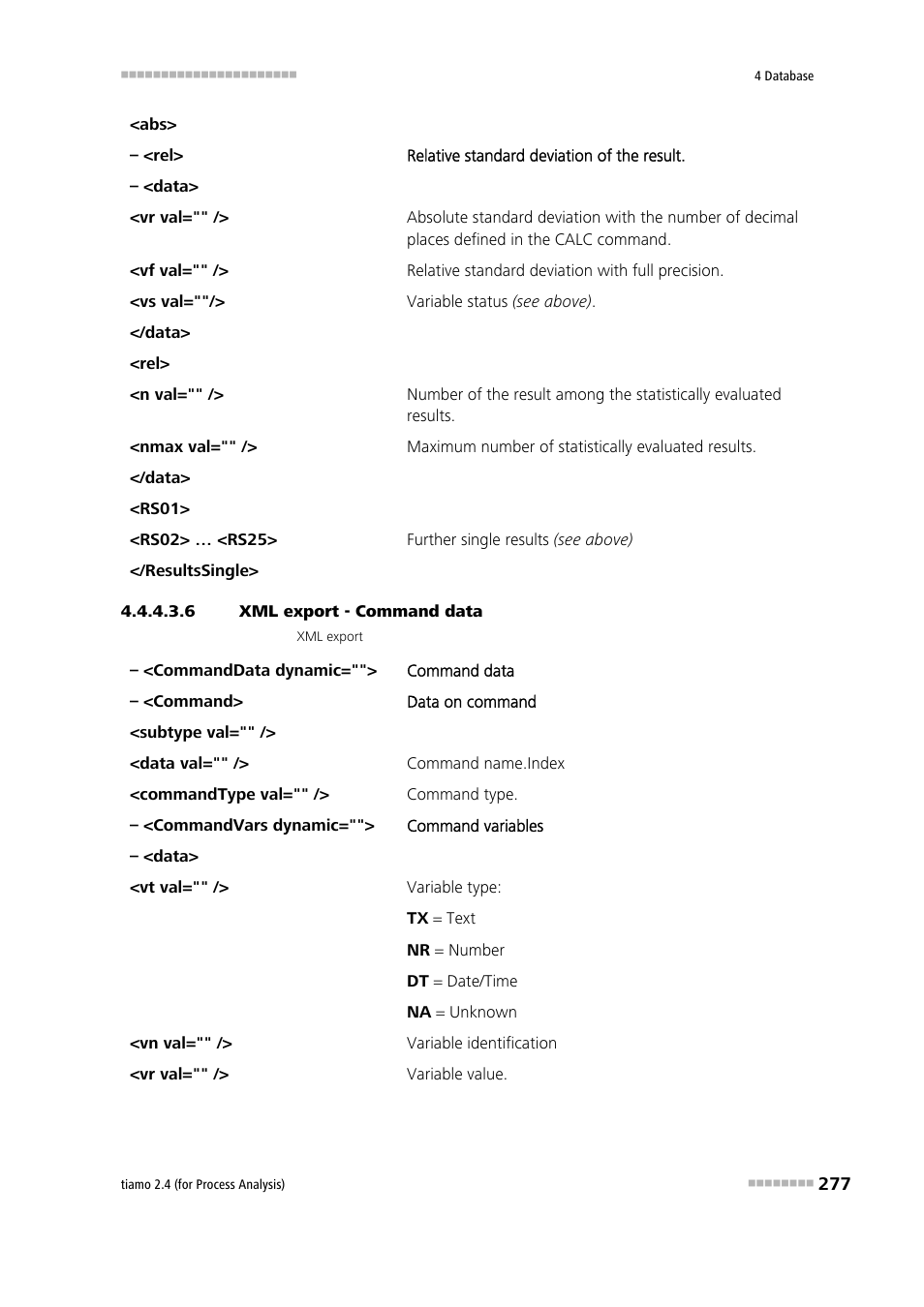 6 xml export - command data | Metrohm tiamo 2.4 (process analysis) User Manual | Page 293 / 1809