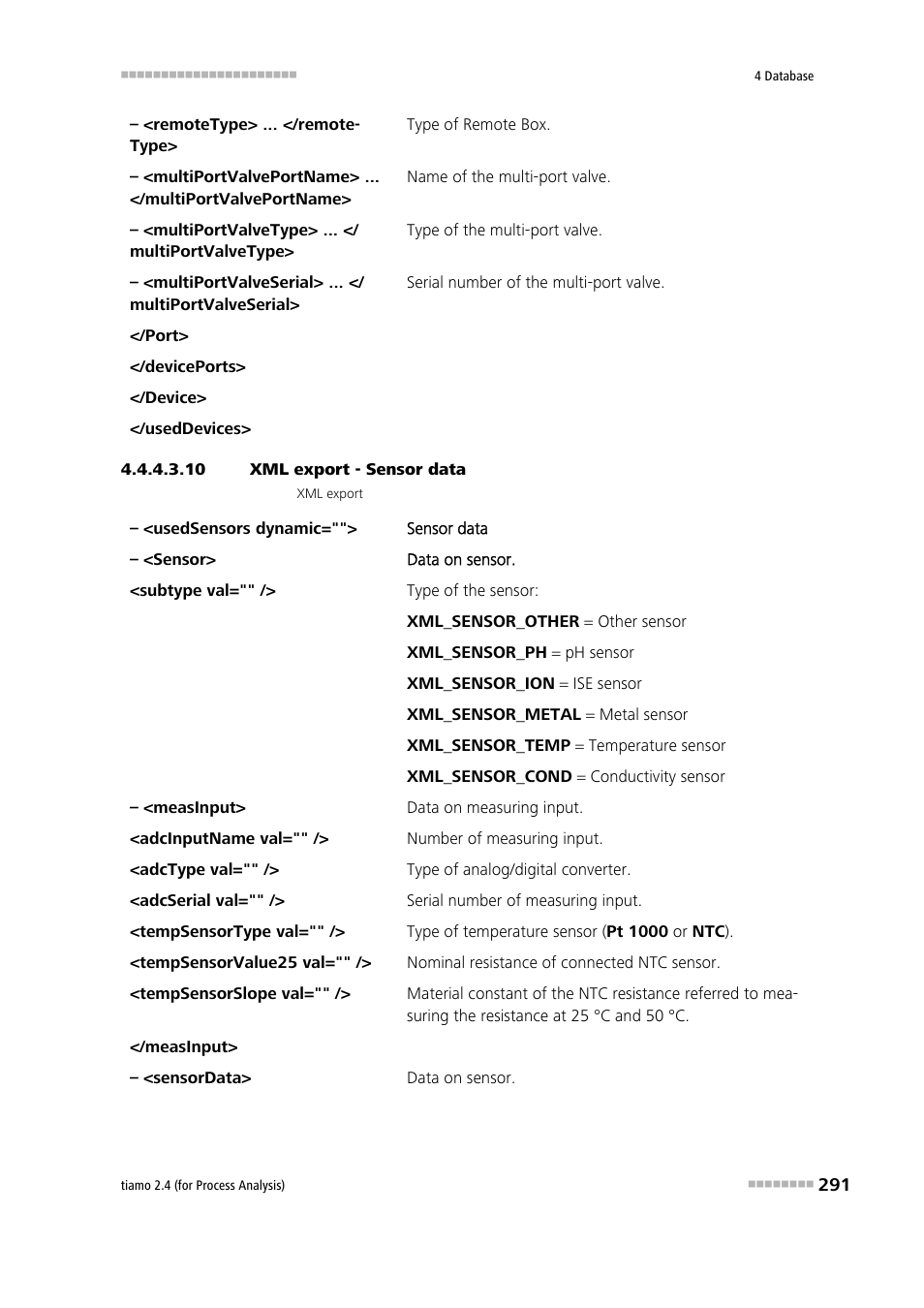 10 xml export - sensor data | Metrohm tiamo 2.4 (process analysis) User Manual | Page 307 / 1809