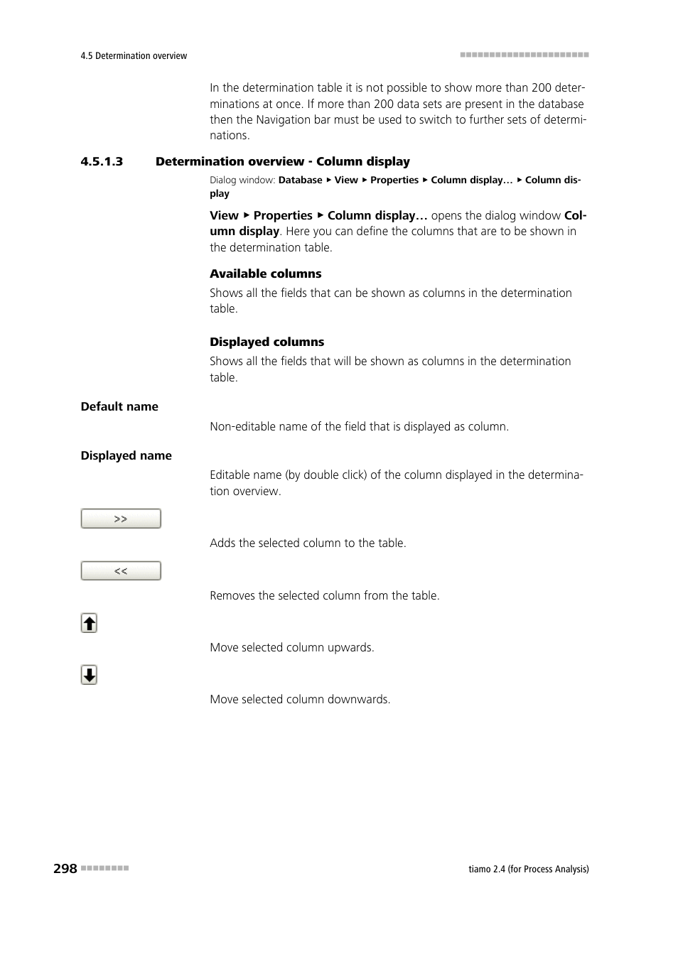 3 determination overview - column display | Metrohm tiamo 2.4 (process analysis) User Manual | Page 314 / 1809
