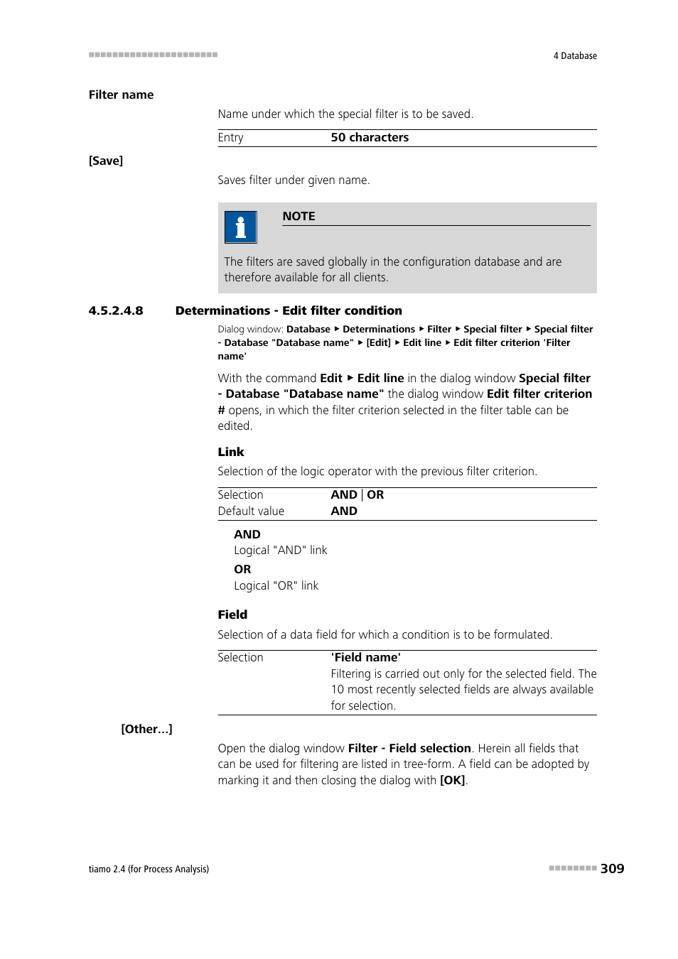 8 determinations - edit filter condition | Metrohm tiamo 2.4 (process analysis) User Manual | Page 325 / 1809