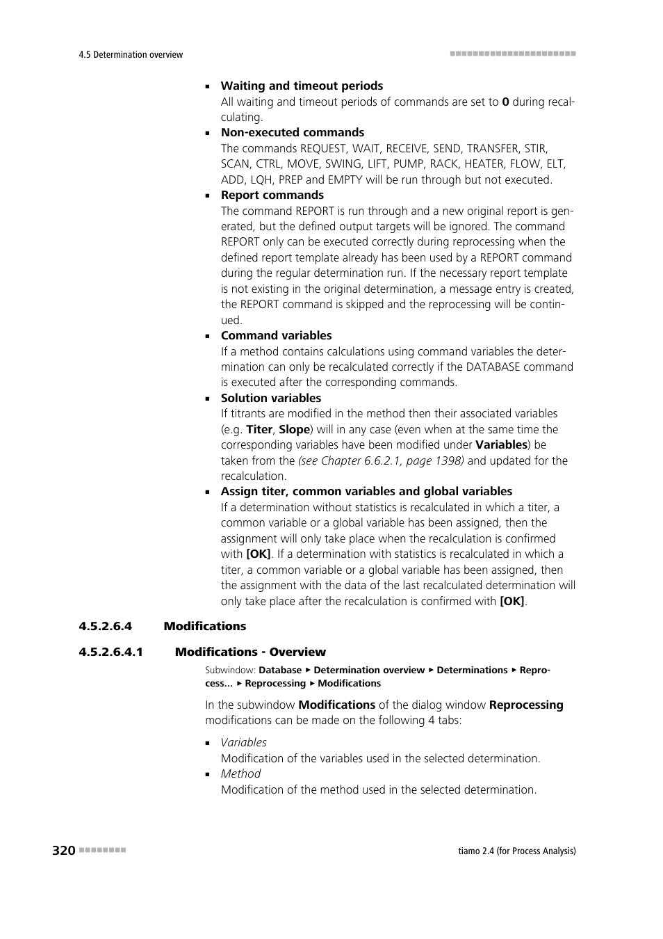 4 modifications, 1 modifications - overview | Metrohm tiamo 2.4 (process analysis) User Manual | Page 336 / 1809