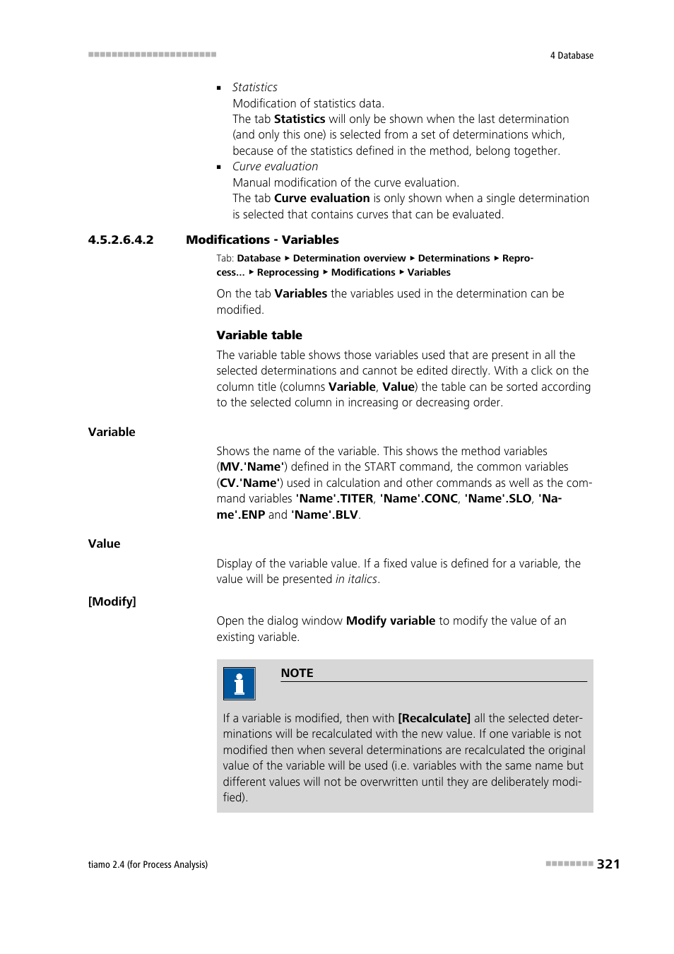 2 modifications - variables | Metrohm tiamo 2.4 (process analysis) User Manual | Page 337 / 1809