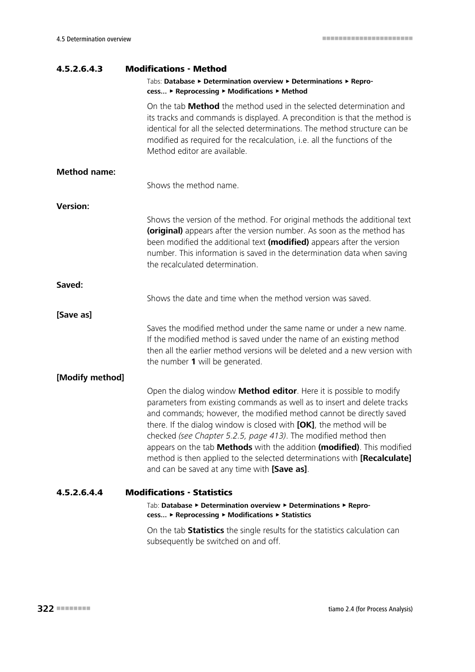 3 modifications - method, 4 modifications - statistics | Metrohm tiamo 2.4 (process analysis) User Manual | Page 338 / 1809