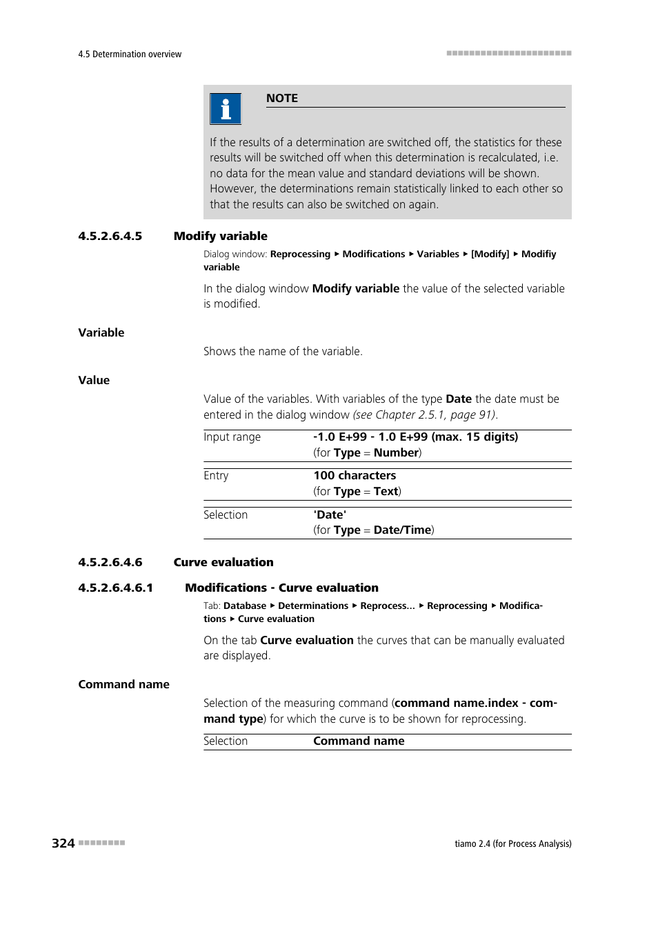 5 modify variable, 6 curve evaluation, 1 modifications - curve evaluation | Metrohm tiamo 2.4 (process analysis) User Manual | Page 340 / 1809