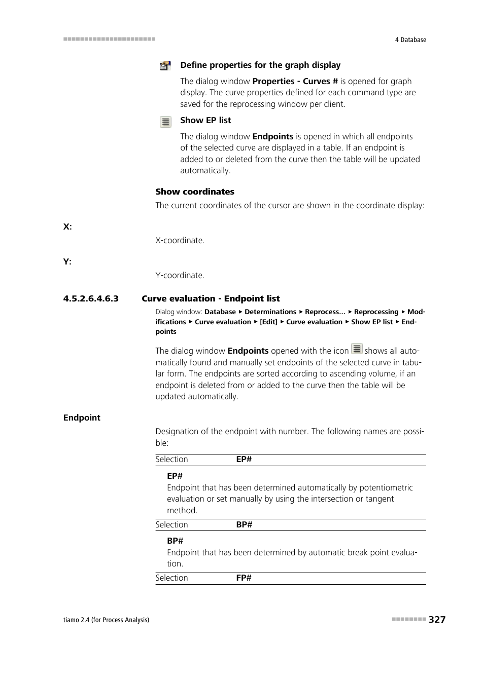 3 curve evaluation - endpoint list | Metrohm tiamo 2.4 (process analysis) User Manual | Page 343 / 1809