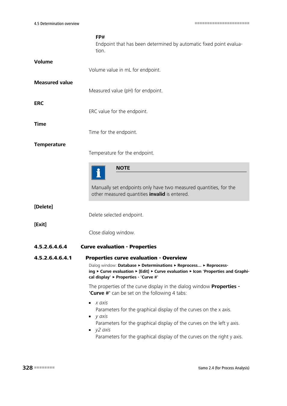 4 curve evaluation - properties, 1 properties curve evaluation - overview | Metrohm tiamo 2.4 (process analysis) User Manual | Page 344 / 1809