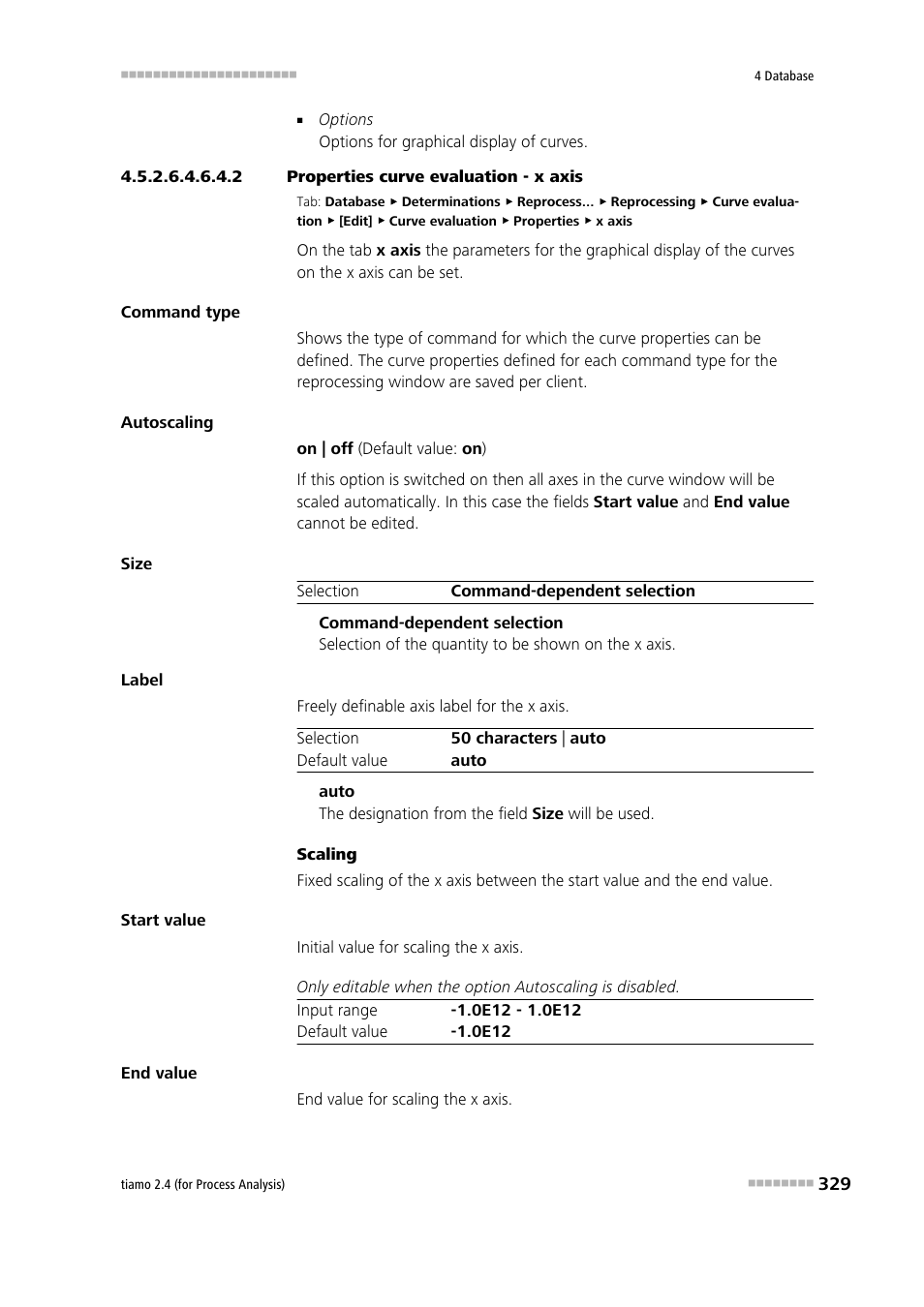 2 properties curve evaluation - x axis | Metrohm tiamo 2.4 (process analysis) User Manual | Page 345 / 1809