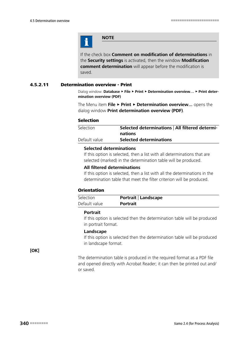 11 determination overview - print, Print determination overview | Metrohm tiamo 2.4 (process analysis) User Manual | Page 356 / 1809