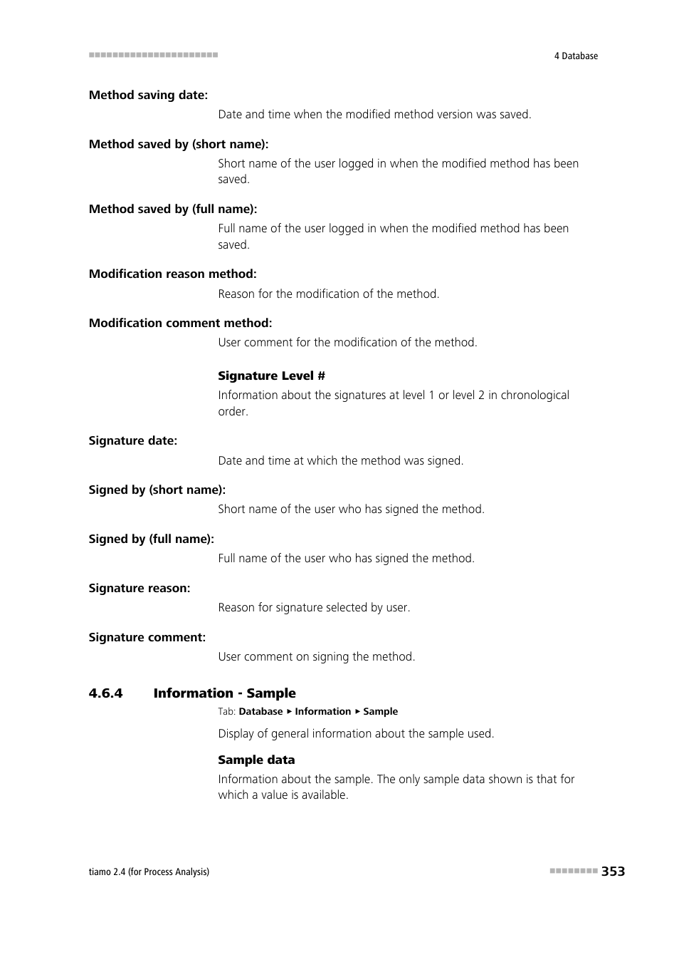 4 information - sample, Information - sample, Sample | Metrohm tiamo 2.4 (process analysis) User Manual | Page 369 / 1809