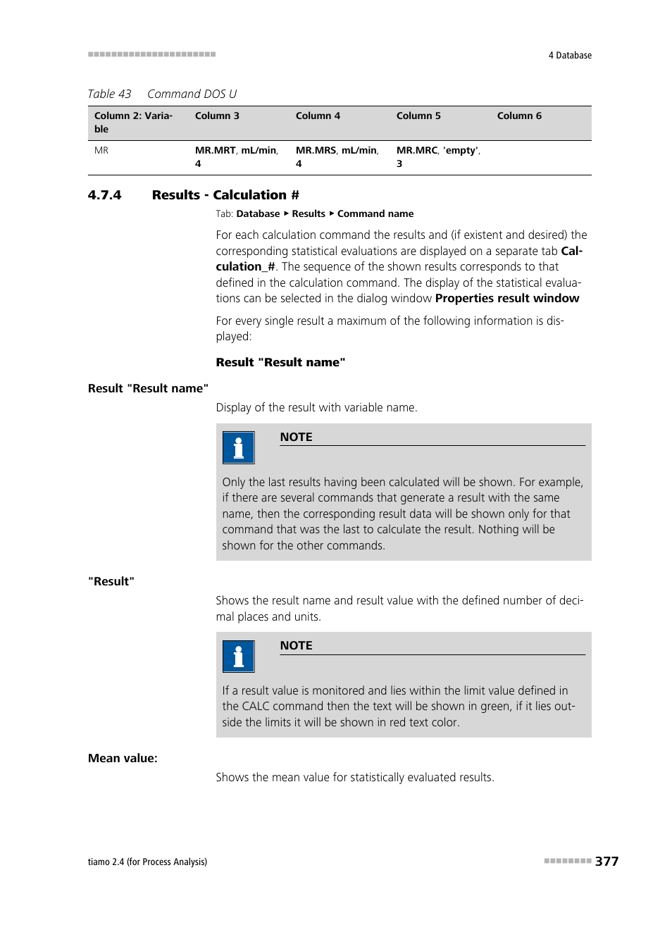 4 results - calculation, Results - calculation | Metrohm tiamo 2.4 (process analysis) User Manual | Page 393 / 1809