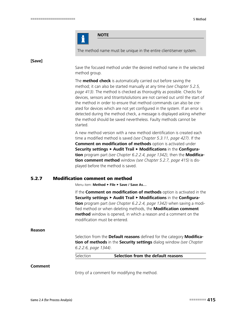 7 modification comment on method, Modification comment on method | Metrohm tiamo 2.4 (process analysis) User Manual | Page 431 / 1809