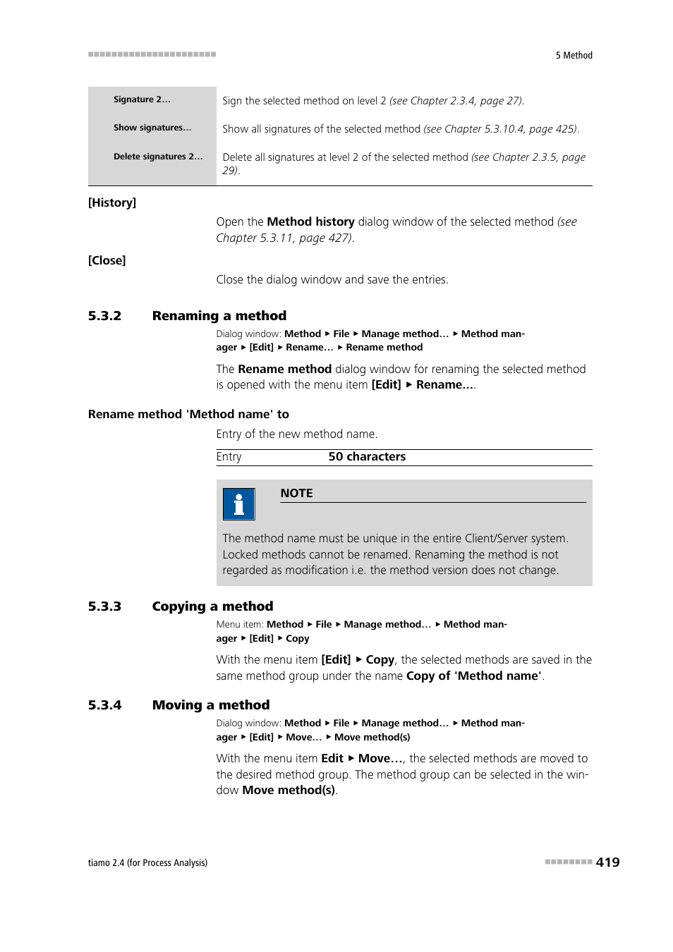 2 renaming a method, 3 copying a method, 4 moving a method | Renaming a method, Copying a method, Moving a method | Metrohm tiamo 2.4 (process analysis) User Manual | Page 435 / 1809