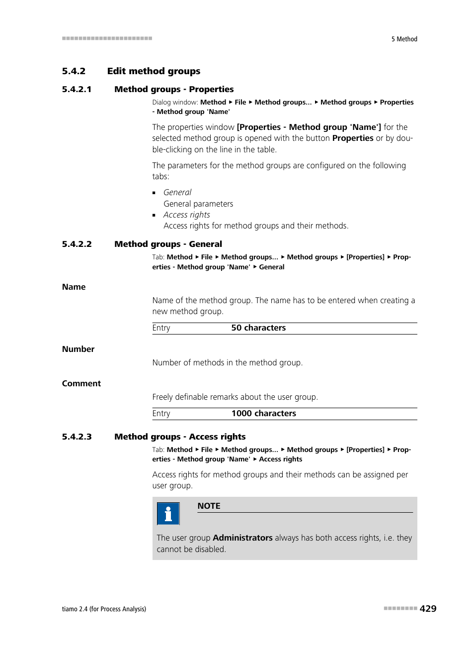2 edit method groups, 1 method groups - properties, 2 method groups - general | 3 method groups - access rights, Edit method groups | Metrohm tiamo 2.4 (process analysis) User Manual | Page 445 / 1809