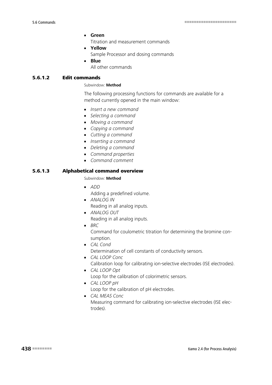 2 edit commands, 3 alphabetical command overview | Metrohm tiamo 2.4 (process analysis) User Manual | Page 454 / 1809