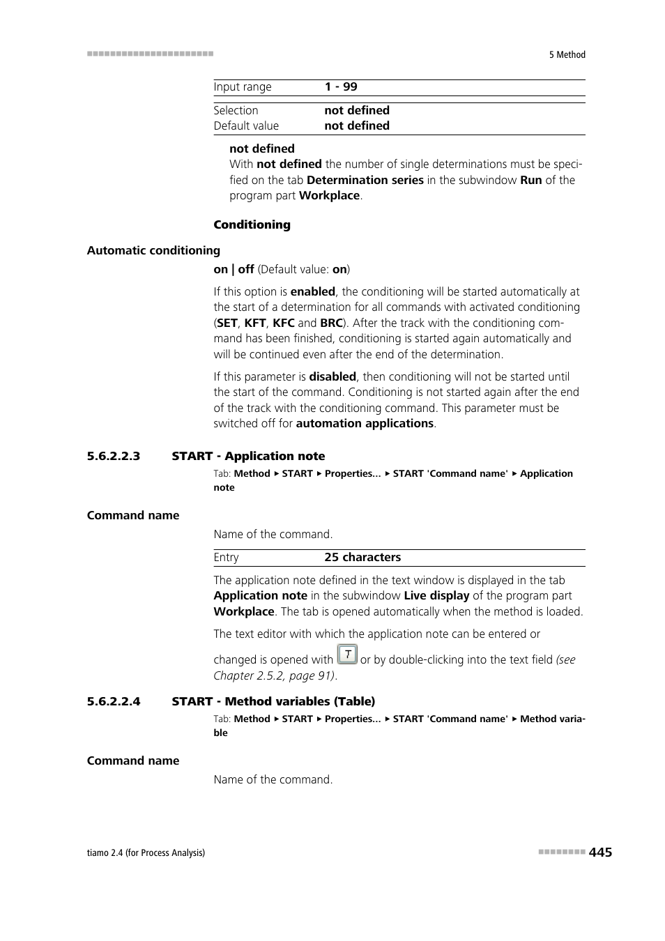 3 start - application note, 4 start - method variables (table), Application note | Method variables | Metrohm tiamo 2.4 (process analysis) User Manual | Page 461 / 1809