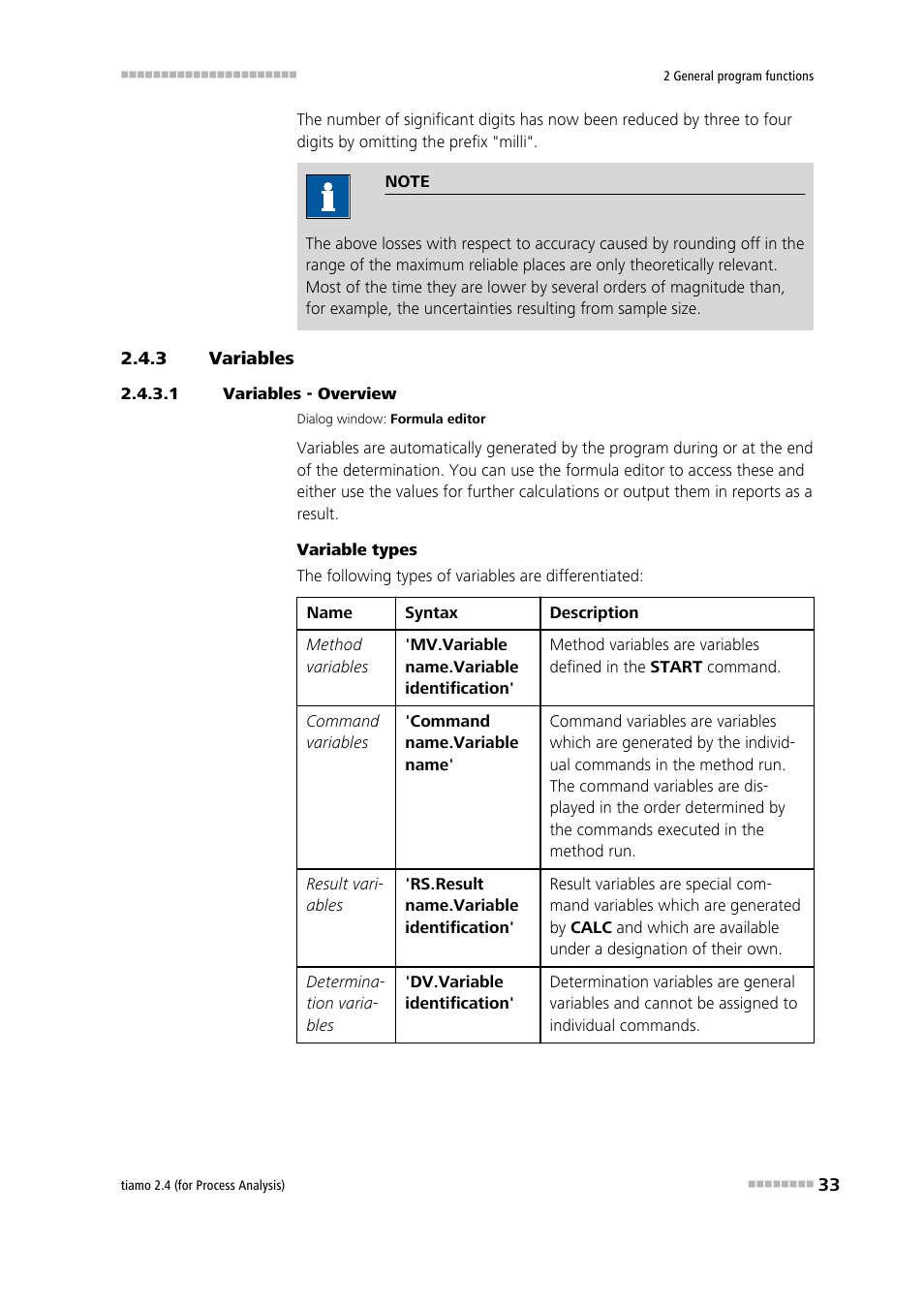 3 variables, 1 variables - overview, Variables | Metrohm tiamo 2.4 (process analysis) User Manual | Page 49 / 1809