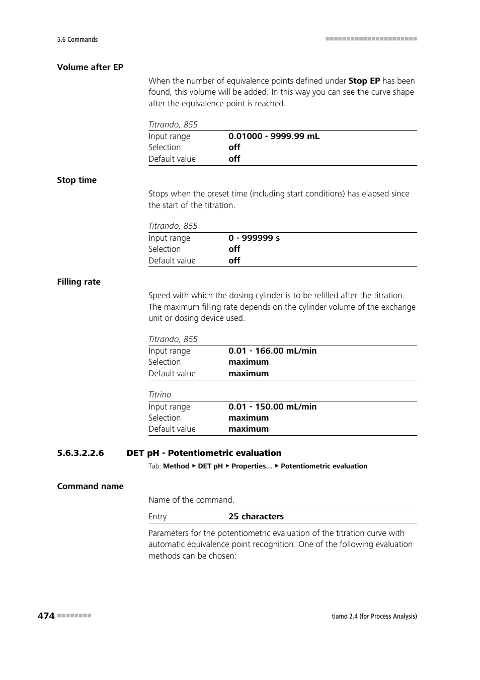 6 det ph - potentiometric evaluation, Potentiometric evaluation | Metrohm tiamo 2.4 (process analysis) User Manual | Page 490 / 1809