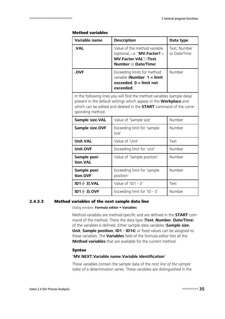 3 method variables of the next sample data line | Metrohm tiamo 2.4 (process analysis) User Manual | Page 51 / 1809