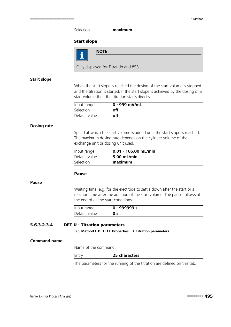 4 det u - titration parameters | Metrohm tiamo 2.4 (process analysis) User Manual | Page 511 / 1809