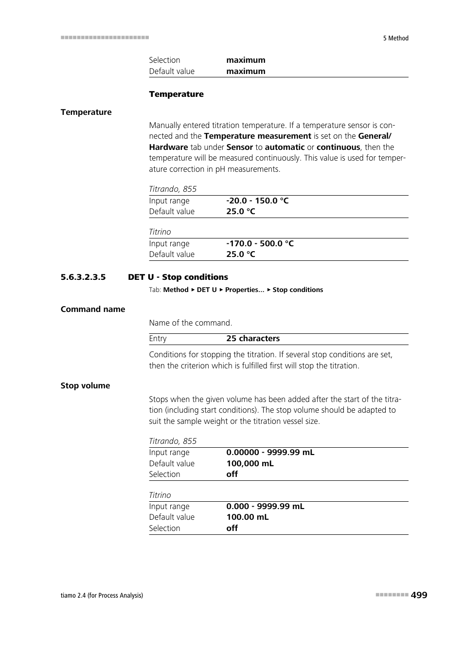 5 det u - stop conditions, Stop conditions | Metrohm tiamo 2.4 (process analysis) User Manual | Page 515 / 1809
