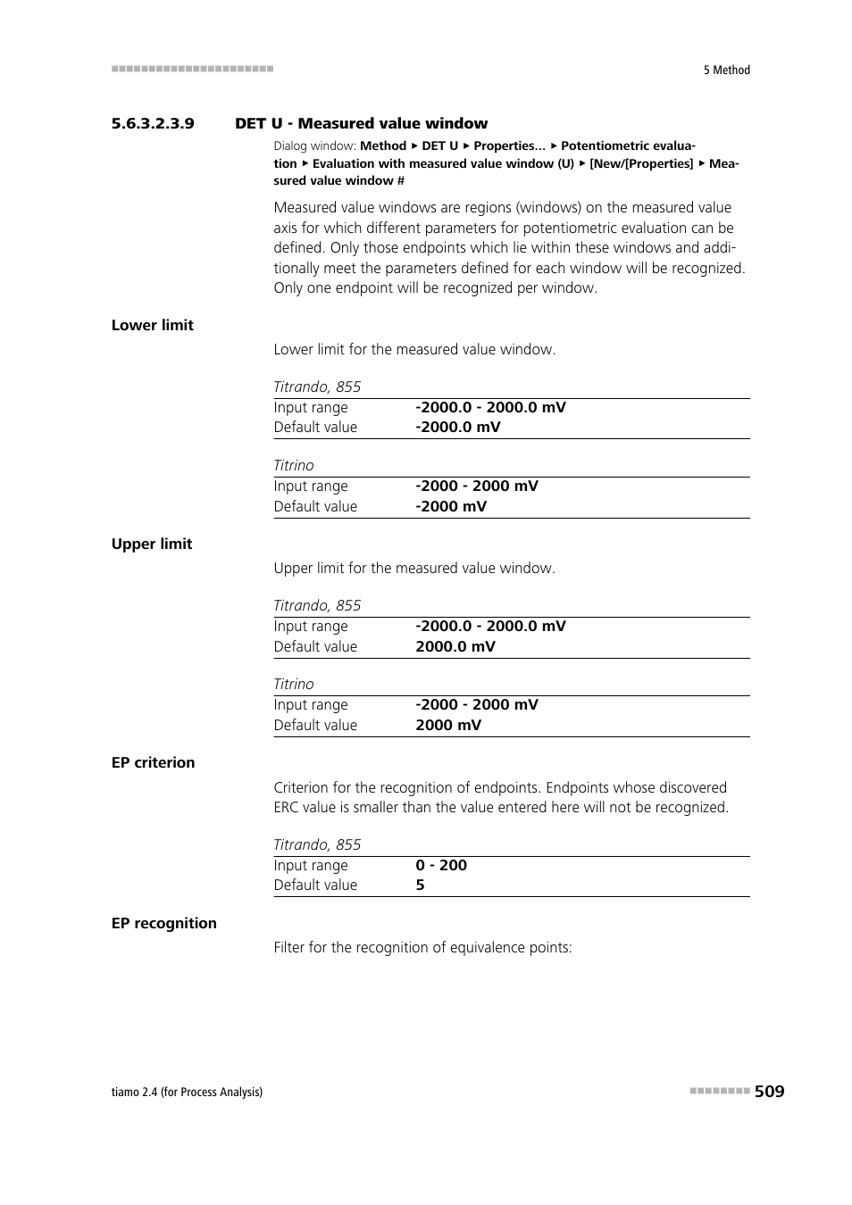 9 det u - measured value window | Metrohm tiamo 2.4 (process analysis) User Manual | Page 525 / 1809
