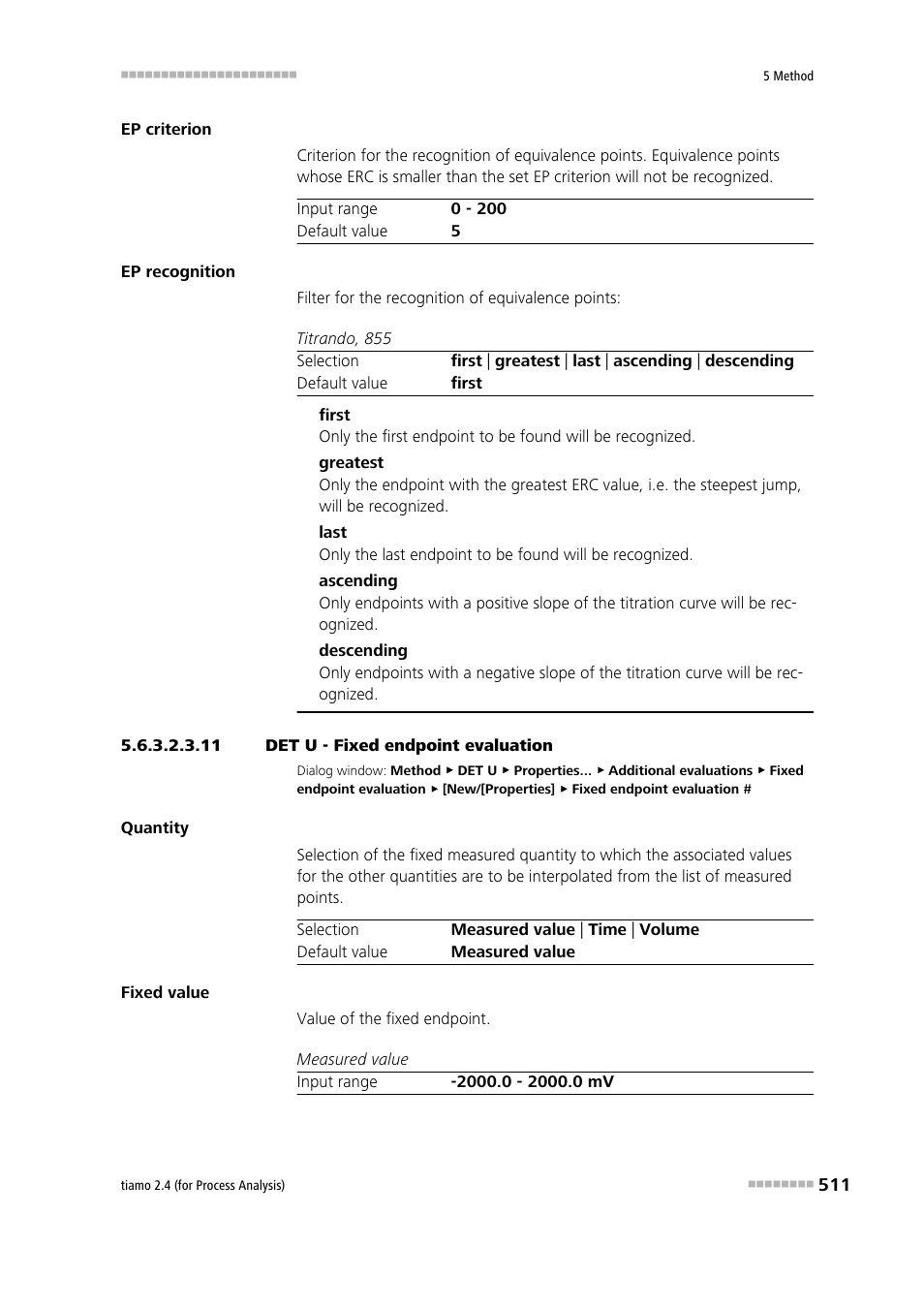 11 det u - fixed endpoint evaluation | Metrohm tiamo 2.4 (process analysis) User Manual | Page 527 / 1809