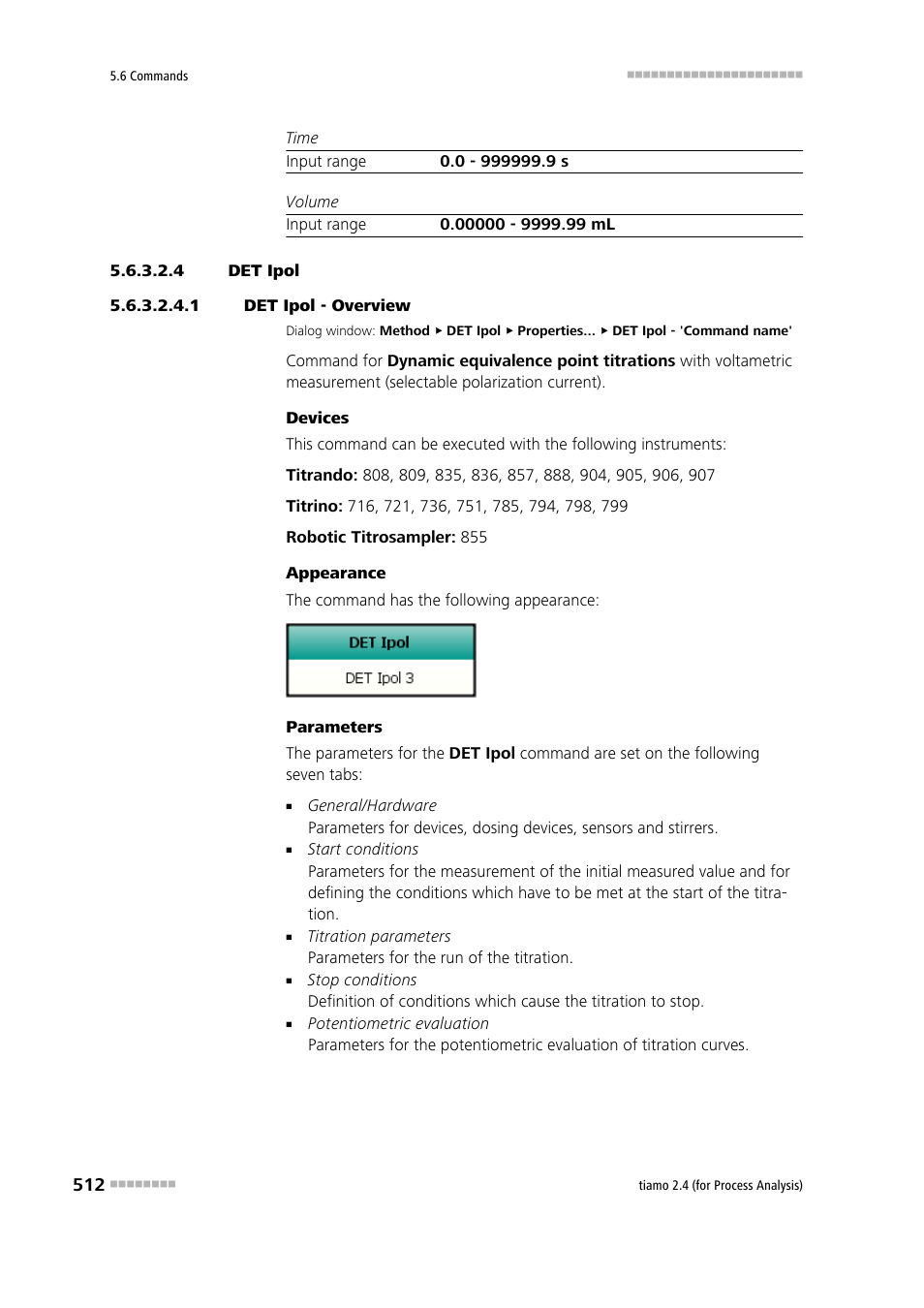 4 det ipol, 1 det ipol - overview, Det ipol | Metrohm tiamo 2.4 (process analysis) User Manual | Page 528 / 1809