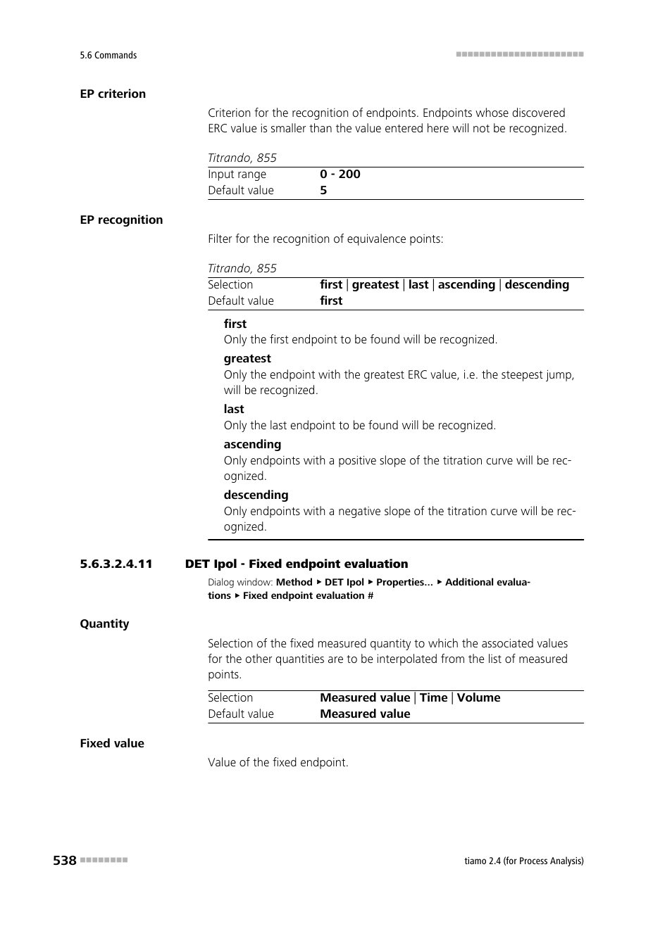 11 det ipol - fixed endpoint evaluation | Metrohm tiamo 2.4 (process analysis) User Manual | Page 554 / 1809