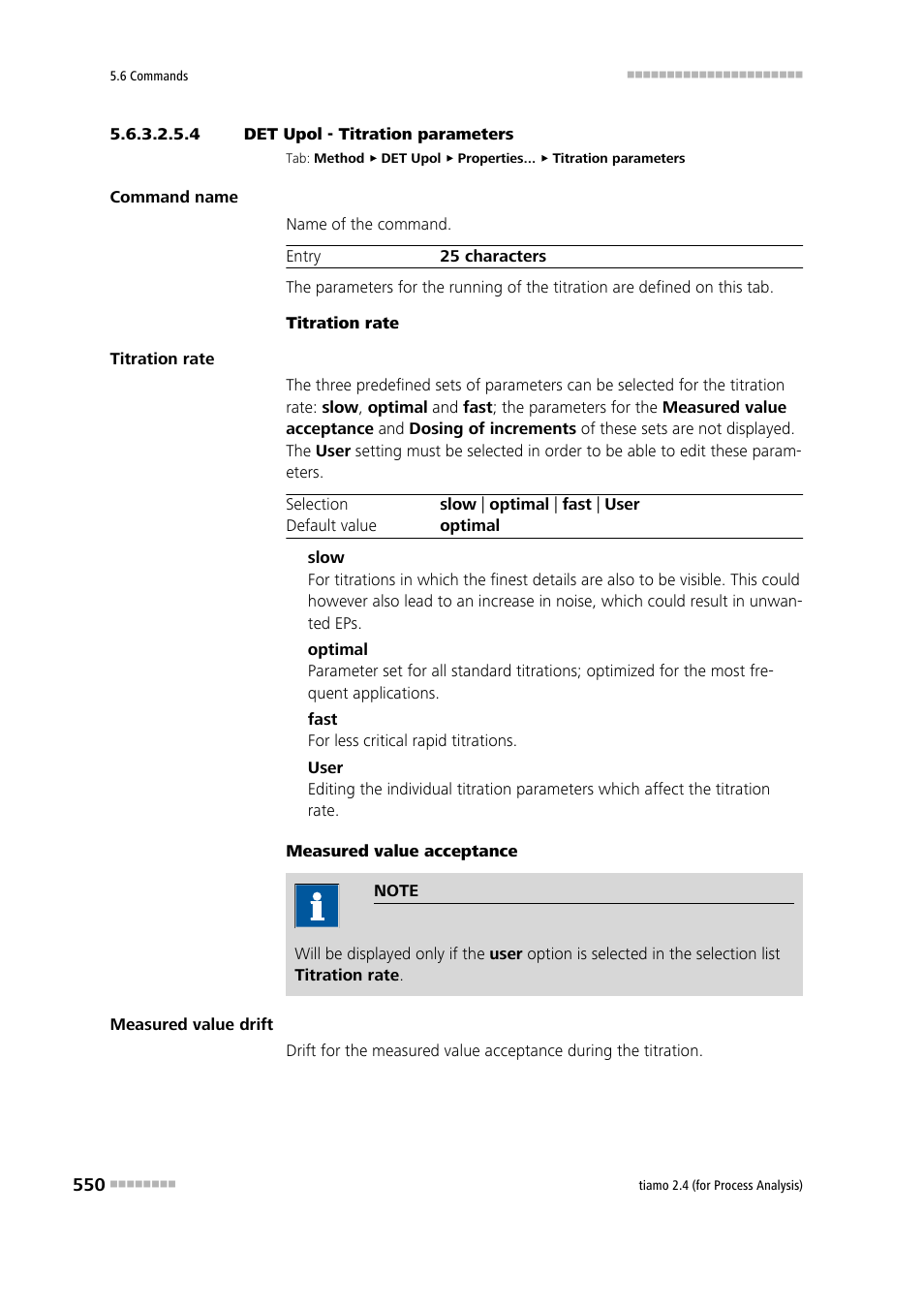 4 det upol - titration parameters, Titration parameters | Metrohm tiamo 2.4 (process analysis) User Manual | Page 566 / 1809