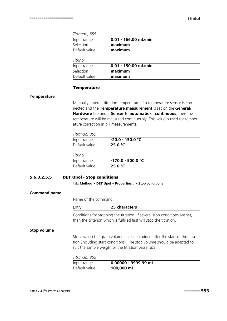 5 det upol - stop conditions, Stop conditions | Metrohm tiamo 2.4 (process analysis) User Manual | Page 569 / 1809