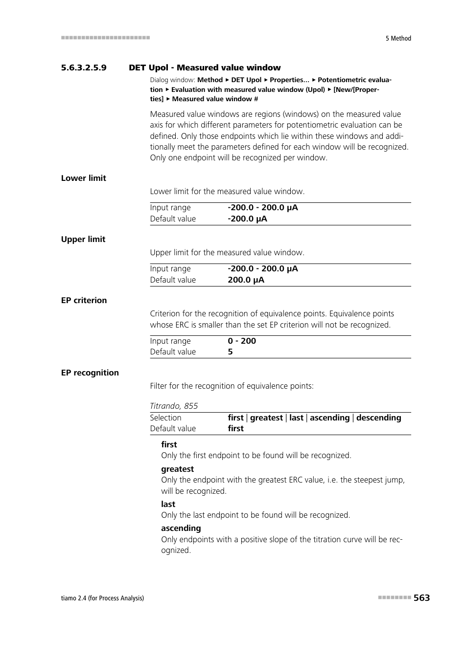 9 det upol - measured value window | Metrohm tiamo 2.4 (process analysis) User Manual | Page 579 / 1809