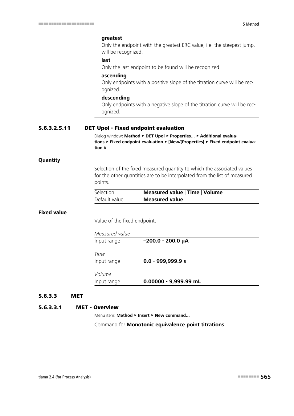 11 det upol - fixed endpoint evaluation, 3 met, 1 met - overview | Metrohm tiamo 2.4 (process analysis) User Manual | Page 581 / 1809