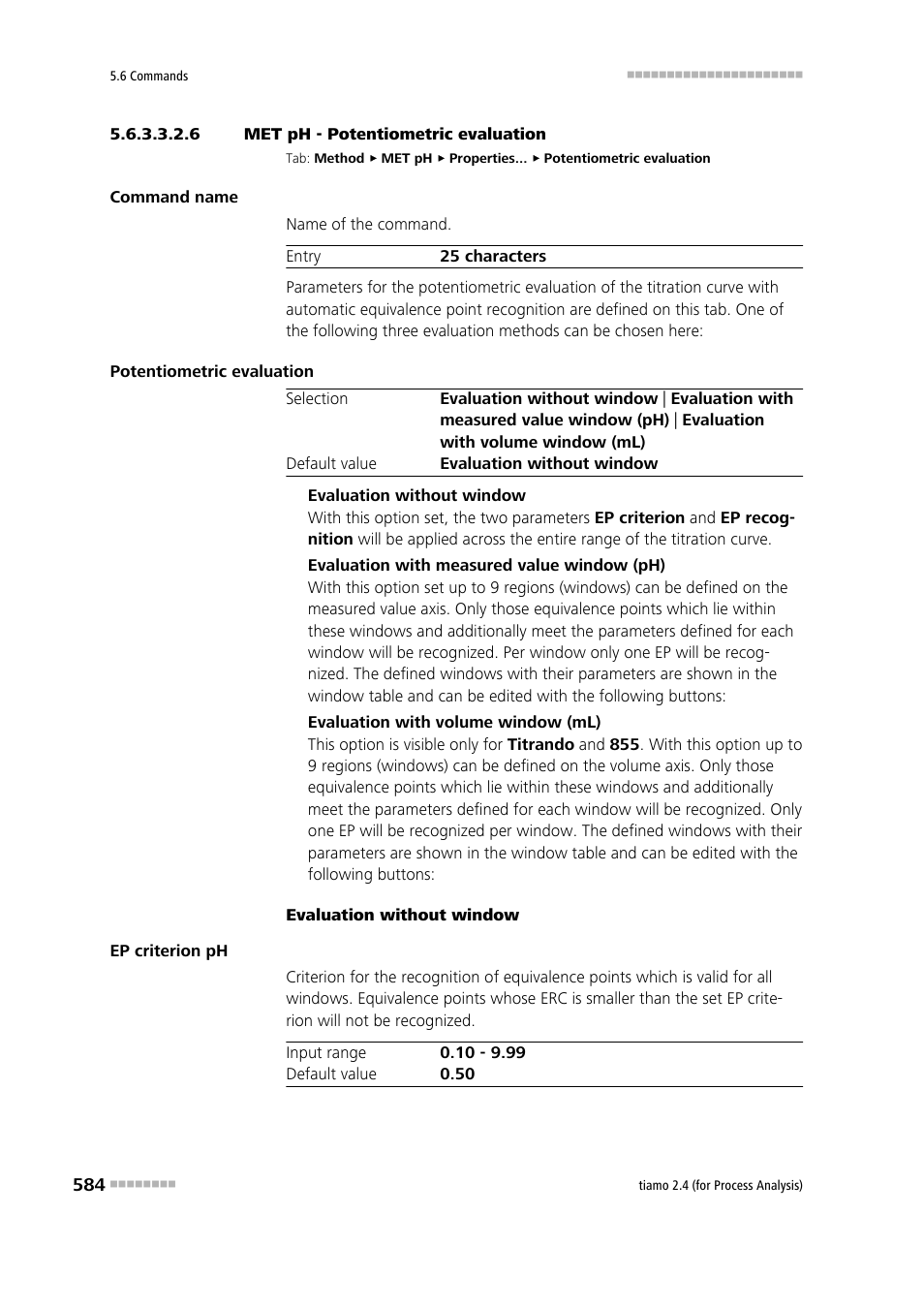 6 met ph - potentiometric evaluation, Potentiometric evaluation | Metrohm tiamo 2.4 (process analysis) User Manual | Page 600 / 1809