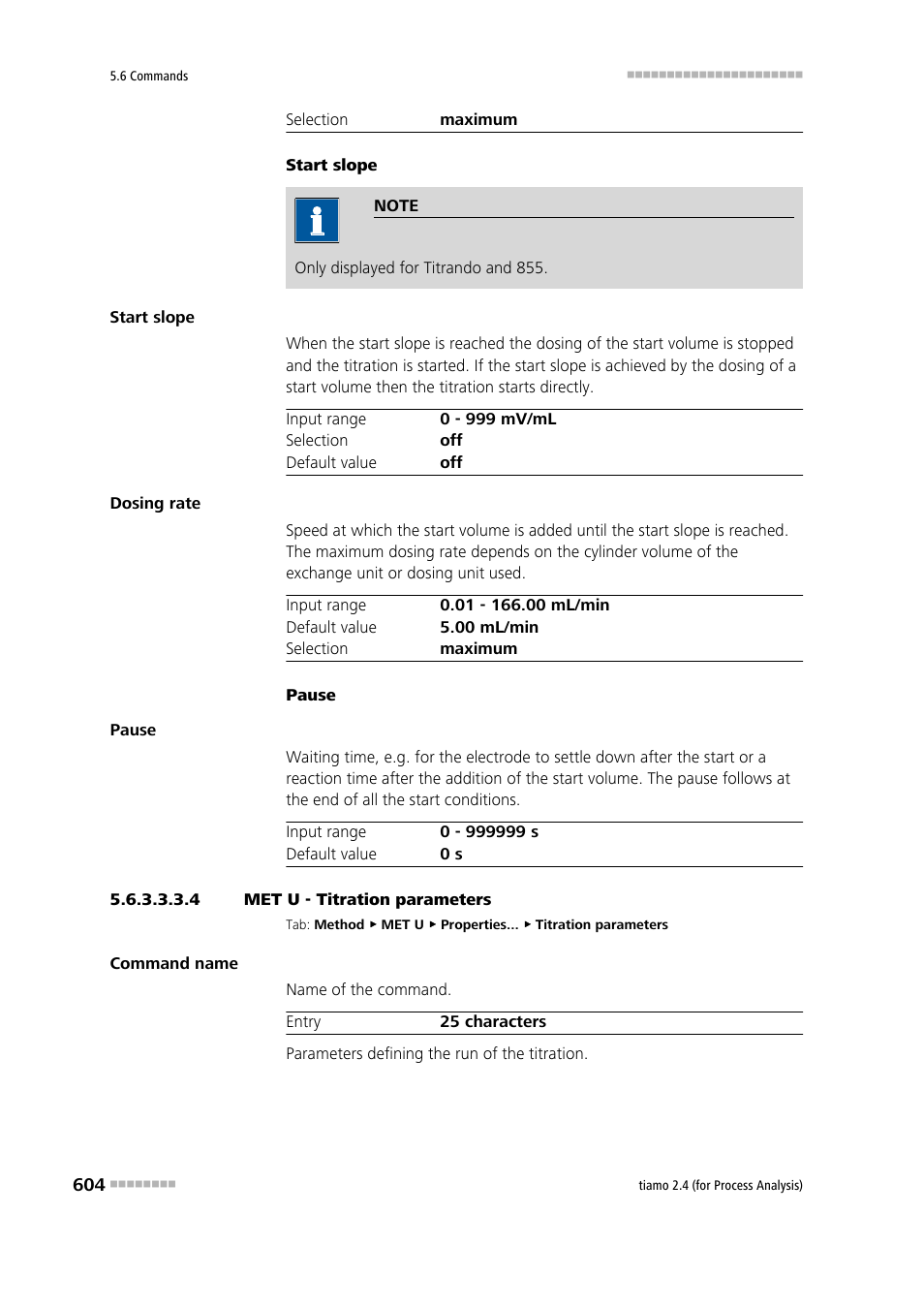 4 met u - titration parameters, Titration parameters | Metrohm tiamo 2.4 (process analysis) User Manual | Page 620 / 1809