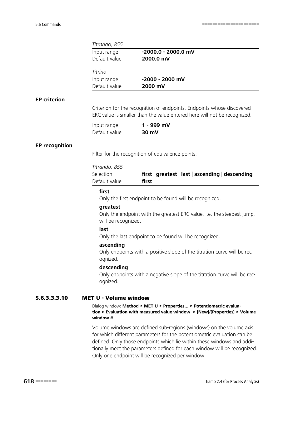 10 met u - volume window | Metrohm tiamo 2.4 (process analysis) User Manual | Page 634 / 1809