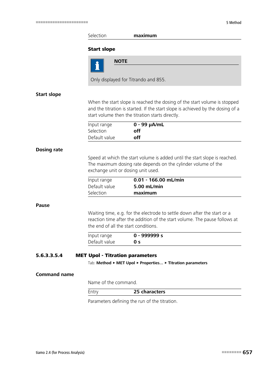 4 met upol - titration parameters, Titration parameters | Metrohm tiamo 2.4 (process analysis) User Manual | Page 673 / 1809