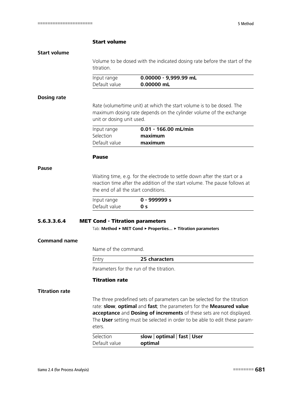 4 met cond - titration parameters, Titration parameters | Metrohm tiamo 2.4 (process analysis) User Manual | Page 697 / 1809