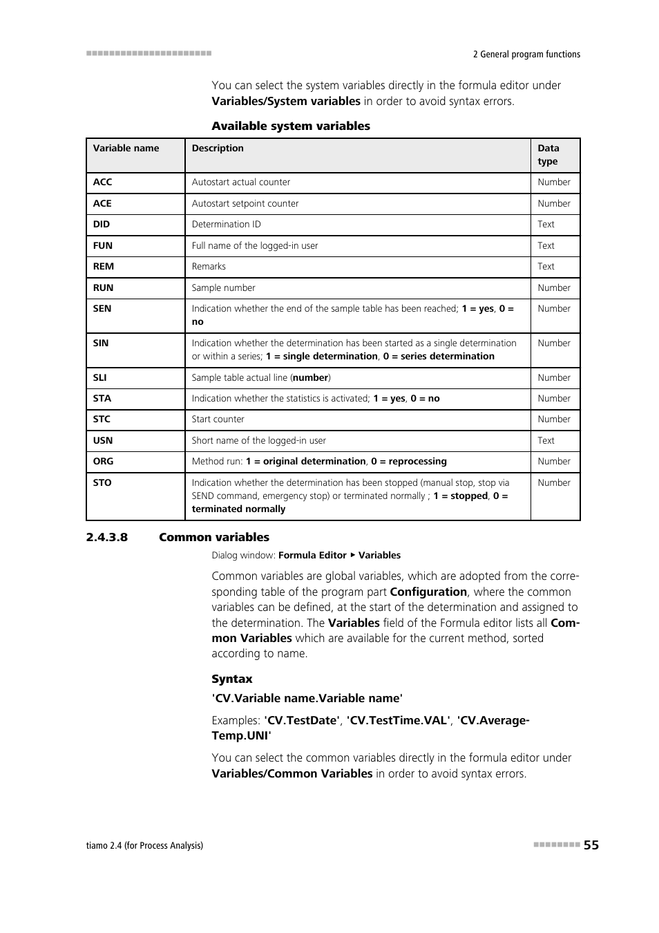 8 common variables | Metrohm tiamo 2.4 (process analysis) User Manual | Page 71 / 1809