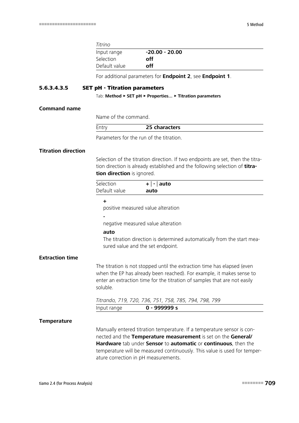 5 set ph - titration parameters, Titration parameters | Metrohm tiamo 2.4 (process analysis) User Manual | Page 725 / 1809