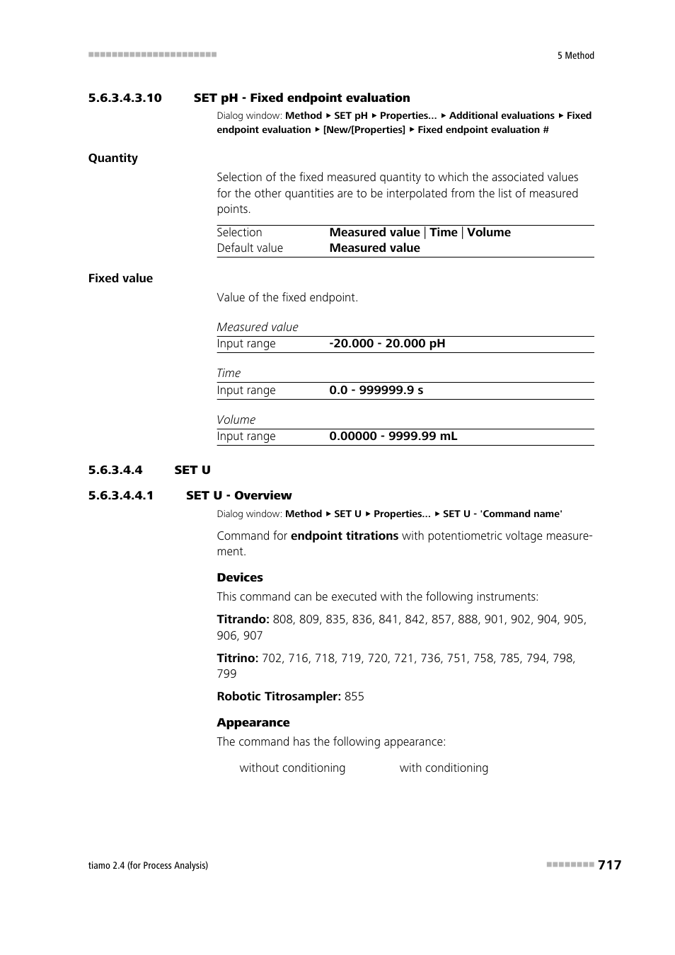 10 set ph - fixed endpoint evaluation, 4 set u, 1 set u - overview | Metrohm tiamo 2.4 (process analysis) User Manual | Page 733 / 1809