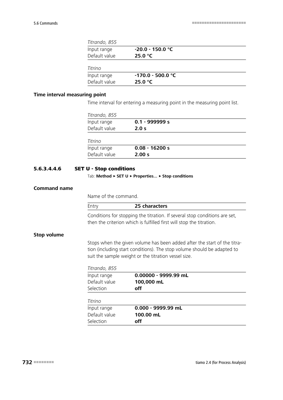 6 set u - stop conditions, Stop conditions | Metrohm tiamo 2.4 (process analysis) User Manual | Page 748 / 1809