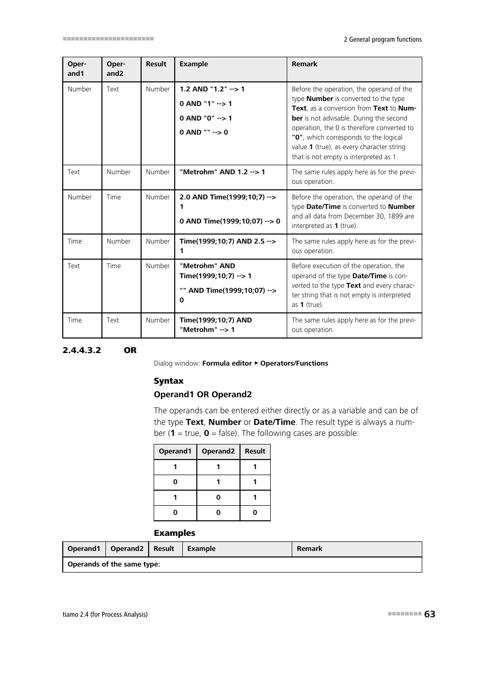 2 or, Logical or | Metrohm tiamo 2.4 (process analysis) User Manual | Page 79 / 1809