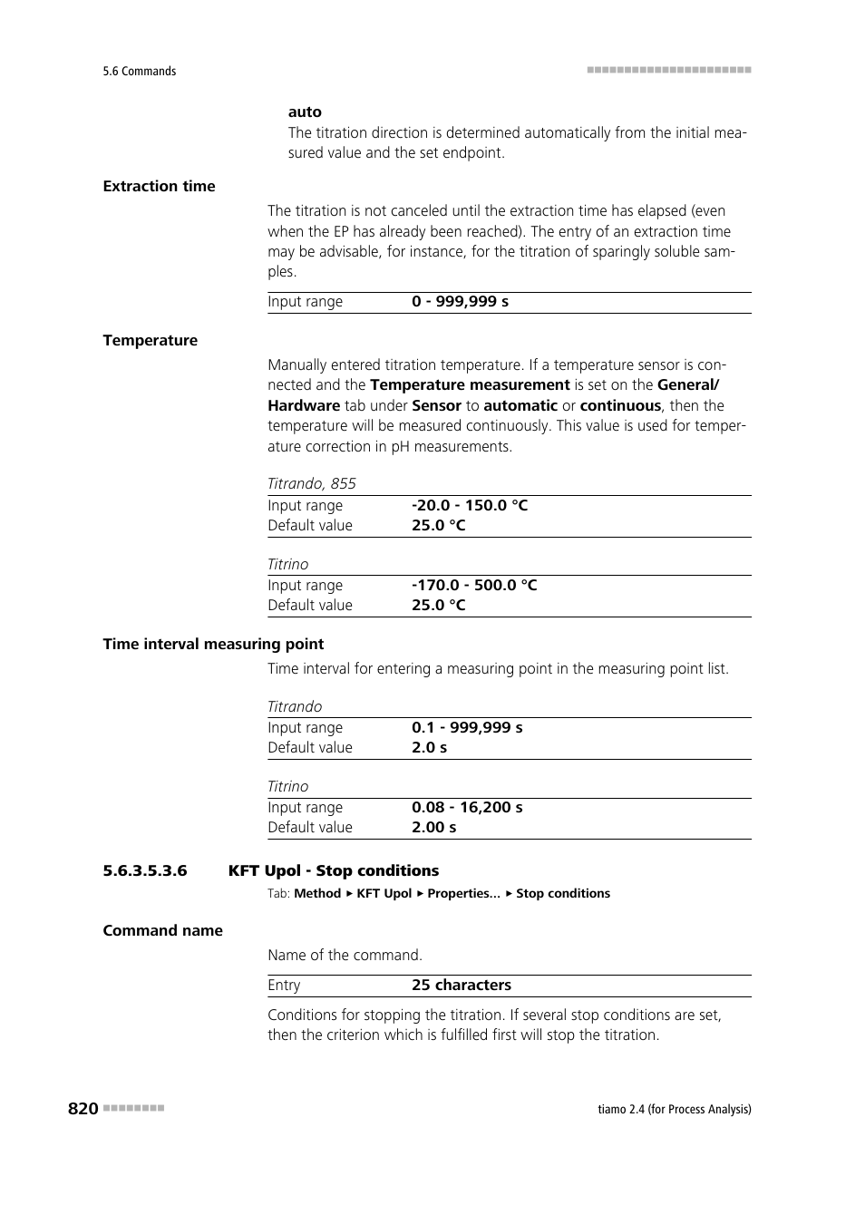 6 kft upol - stop conditions, Stop conditions | Metrohm tiamo 2.4 (process analysis) User Manual | Page 836 / 1809