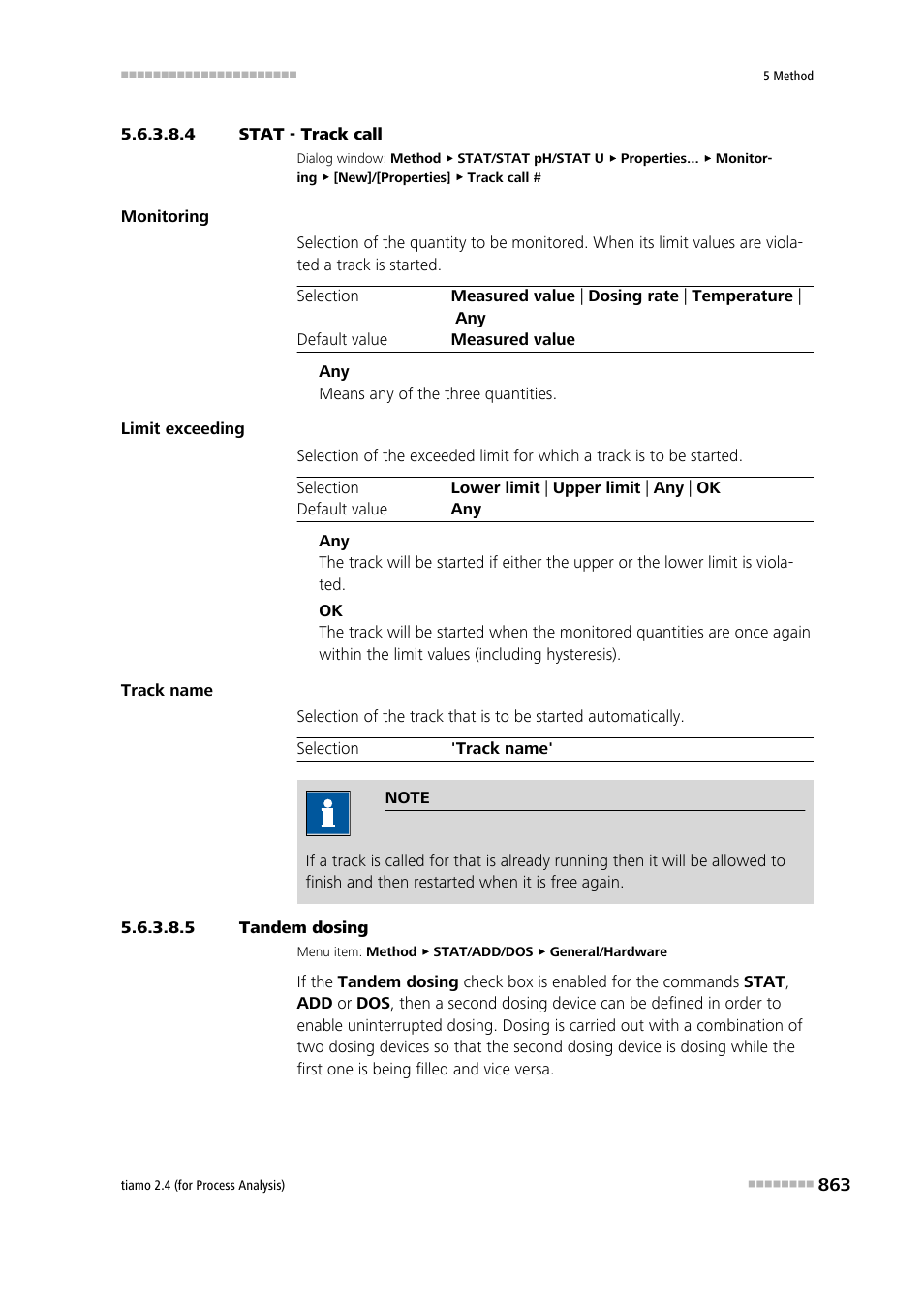 4 stat - track call, 5 tandem dosing | Metrohm tiamo 2.4 (process analysis) User Manual | Page 879 / 1809