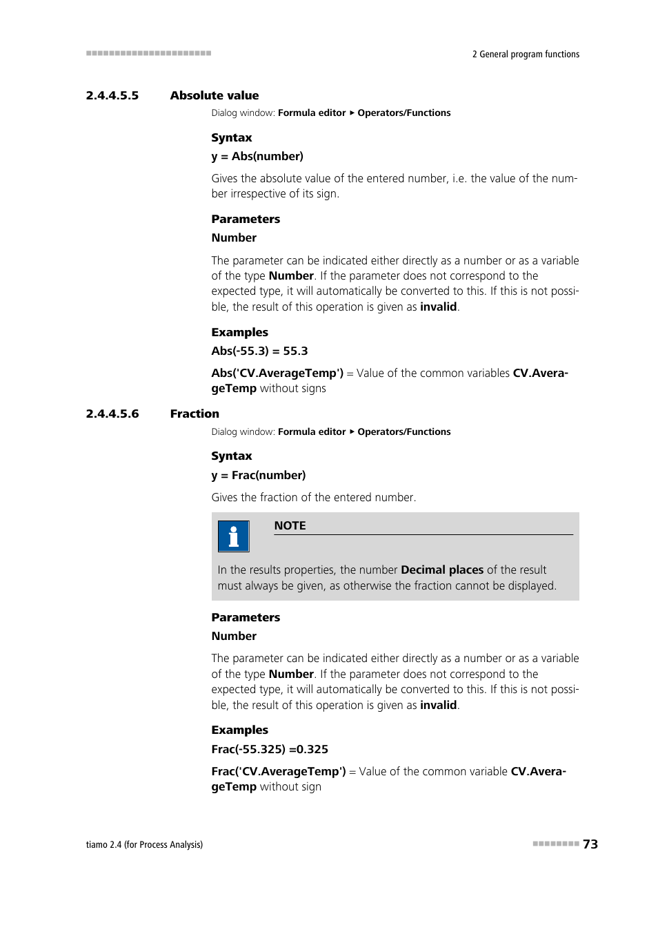 5 absolute value, 6 fraction, Absolute value | Fraction | Metrohm tiamo 2.4 (process analysis) User Manual | Page 89 / 1809