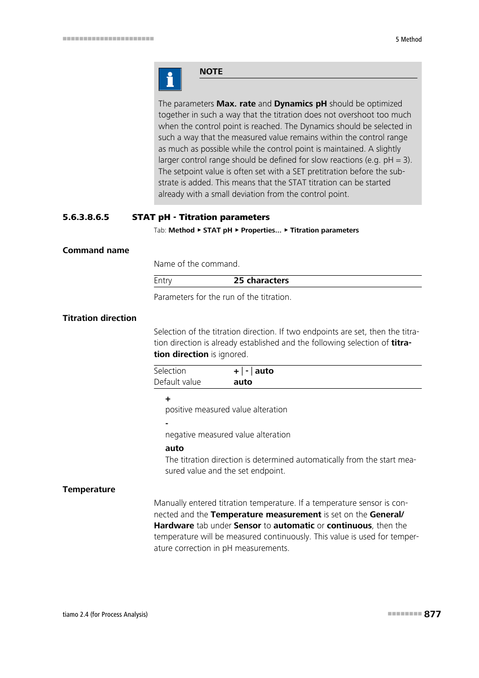 5 stat ph - titration parameters, Titration parameters | Metrohm tiamo 2.4 (process analysis) User Manual | Page 893 / 1809