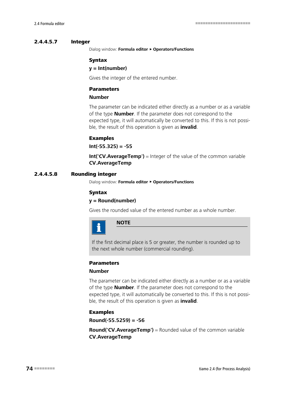 7 integer, 8 rounding integer, Integer (int) | Round integer | Metrohm tiamo 2.4 (process analysis) User Manual | Page 90 / 1809