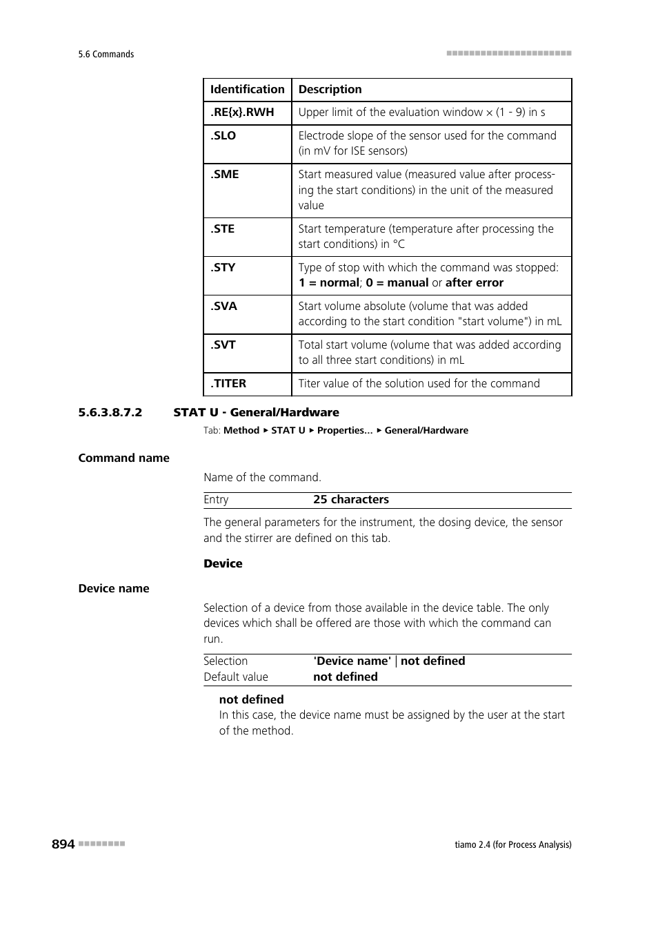 2 stat u - general/hardware, General/hardware | Metrohm tiamo 2.4 (process analysis) User Manual | Page 910 / 1809